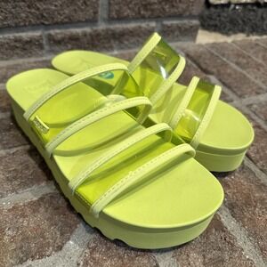 Reef Vista Hi-Energy Womens Citron Yellow Platform Slide Sandals Size 7.5
